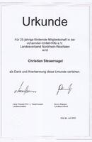 2013 - Urkunde 25 Jahre Mitgliedschaft in der Johanniter-Unfall-Hilfe e.V.
