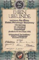 Urkunde von 1932 25.Jahre